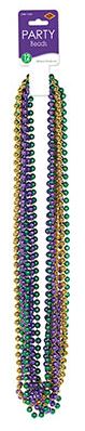 Mardi Gras Beads 12 Pack - Green, Gold and Purple Beads main image